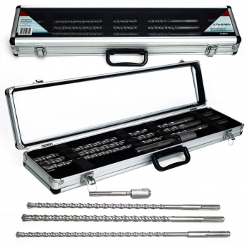 Set 3 burghie lungi 16 20 22mm x 500mm SDS Max + adaptor SDS+ pentru beton TA4041 
