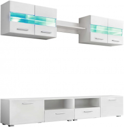 vidaXL Set comoda TV de perete 5 piese lumini LED alb lucios 