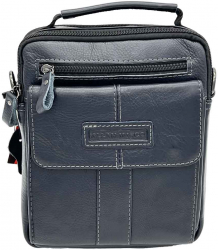 Borseta Barbati Navy Gri - Allan Marco Piele Naturala 20 cm x 23 x 7.5 cm - Navy 