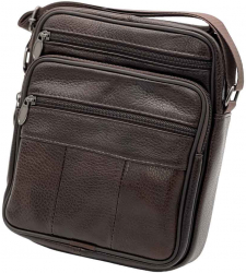 Borseta de Umar din Piele Naturala Neagra Bretele Reglabile 19x22x6 cm - Maro 