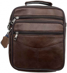 Borseta pentru Barbati de umar Negru & Maro Piele Naturala 25.5 cm x 22 cm x 6 cm - Maro 