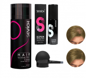 Kit complet fibre pentru par rar SEVICH pudra fixativ aplicator blond 25 g 