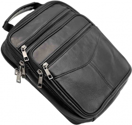 Borseta pentru Barbati de umar Negru & Maro Piele Naturala 25.5 cm x 22 cm x 6 cm - Negru 
