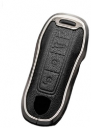 Husa aluminiu cu piele negru pentru cheie Porsche Cayenne 9YA Panamera 971 