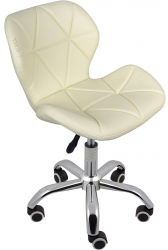 Scaun birou salon burete moale inaltime reglabila alb-crem Teox