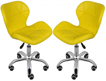 Set 2 scaune birou salon burete moale inaltime reglabila galben Teox