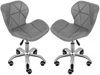 Set 2 scaune birou salon burete moale inaltime reglabila gri Teox 