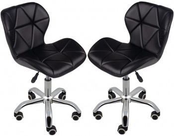Set 2 scaune birou salon burete moale inaltime reglabila negru Teox 