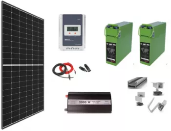 Kit Sistem Off-Grid 740W pe 24V cu Baterii Invertor Sinus Pur 2000W 24V Panou solar 380W Incarcare MPPT 