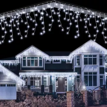 Instalatie Craciun SIKS Turturi Ghirlanda curgatoare 140 LED-uri 8 jocuri de lumini Franjuri Exterior/Interior Fir Alb 7 M Interco