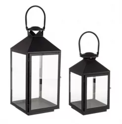 Set 2 felinare negre Classy 19.5x18.5x36 cm 23.5x22.5x53 cm 