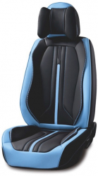 Set huse scaune auto universale piele ecologica negru cu bleu Sport Design fata-spate 