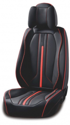 Set huse scaune auto universale piele ecologica negru cu dunga rosie Sport Design fata-spate 
