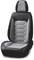 Set huse scaune auto universale piele ecologica negru cu gri fata-spate 
