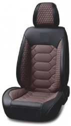 Set huse scaune auto universale piele ecologica negru cu maro fata-spate 