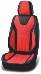 Set huse scaune auto universale piele ecologica negru cu rosu Luxury fata-spate 