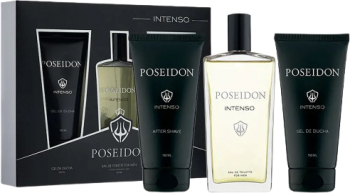 Set apa de toaleta 150 ml + lotiune dupa barbierit 150 ml + gel de dus 150 ml Poseidon Intenso 