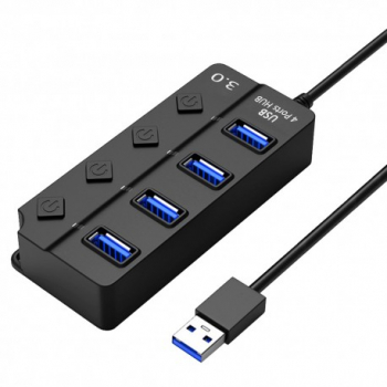 Hub USB cu 4 porturi Techstar® HUBA0702 4 x USB 3.0 Transfer date 5Gbps indicator LED pentru putere comu