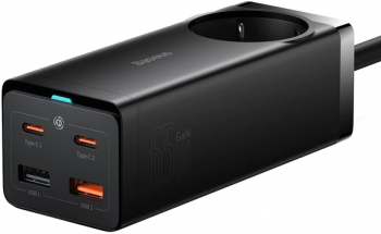 Incarcator de perete GaN3 Pro 2xUSB-C/2xUSB-A/AC 230 V Baseus Negru 