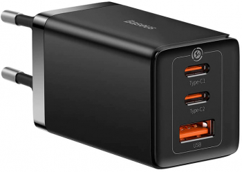 Incarcator de retea Baseus GaN5 Pro 2 porturi USB C si un port USB Cablu USB C la USB C 65W Negru 