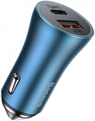 Incarcator auto rapid Baseus Golden Contactor Pro USB tip C / USB 40 W Power Delivery 3.0 Incarcare rapida 4+ SCP FC AFC albastru 