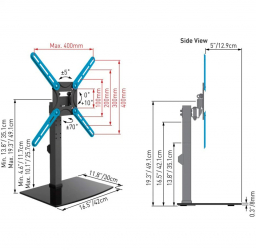 Suport TV de podea Barkan S320.B Fix 29-58 VESA 400x400 suporta pana la 25kg Negru 