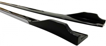 Set 2 Prelungiri praguri tuning 210 cm negru lucios cu buza gri 