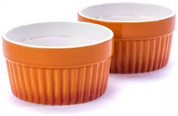 Set 2 ramekini Excellent Houseware portelan 11x5 cm portocaliu/alb 
