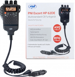 Statie radio CB portabila PNI Escort HP 62DE German version multi standard 4W 12V AM-FM ASQ reglabil pe 5 niveluri RF Gain pe 9 niveluri 