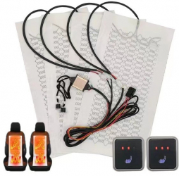 Kit incalzire in scaune 12V 4 piese cu 3 trepte si butoane on/off 