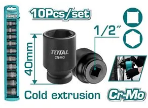 Set chei tubulare de impact Total - 10 buc 24mm - TOTAL - SET CHEI TUBULARE DE IMPACT - 10 BUC - 10-24MM 