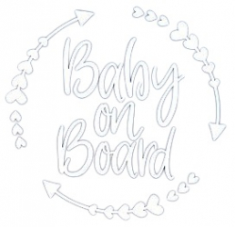 Sticker auto Baby On board Alb 14x14 cm 