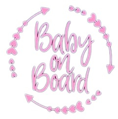 Sticker auto Baby On board Roz 14x14 cm 