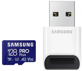 Card memorie Samsung Micro SDXC PRO Plus (2023) UHS-I U3 Clasa 10 128GB + Cititor card MB-MD128SB/WW 