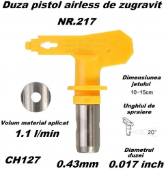 Duza NR.217 pentru pistol airless de zugravit 0.43mm CH127