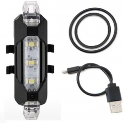 Stop Bicicleta LED Rezistent la Apa cu Acumulator Unghi Luminare 180 grade Incarcare USB 7 Moduri de iluminare Alb SprintMag and reg