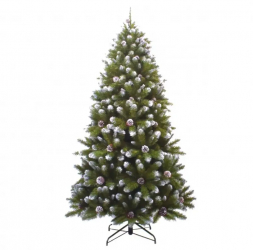 Brad de craciun artificial 215 inaltime support inclus 1226 de varfuri cu conuri de pin diametru 119 cm