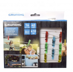 Ghirlanda luminoasa decorativa cu 16 clesti pentru poze Grundig lumina alba calda functionare cu baterii