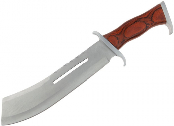 Maceta de vanatoare IdeallStore® Last Blood 40 cm otel inoxidabil maro teaca piele inclusa 
