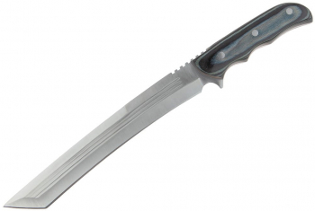 Maceta de vanatoare IdeallStore® Seax Blade 45 cm otel inoxidabil gri teaca piele inclusa 