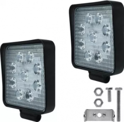 Set 2 x Proiectoare auto patrate 54W/set 9LED 3cm 10/30V 