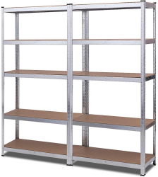 Raft dublu Premium 1800x1200x400 mm HxLxl otel galvanizat cu 5 polite MDF 1750 kg montaj fara surub PLUS 5 ani garantie 