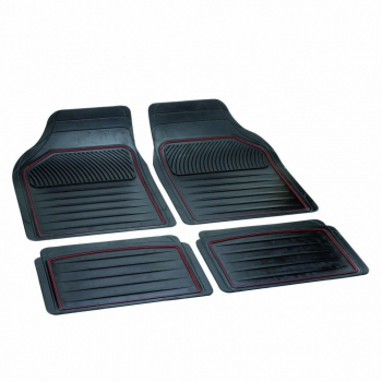 Set 4 bucati covorase din cauciuc universale PERFECT Negru/Rosu Bottari 