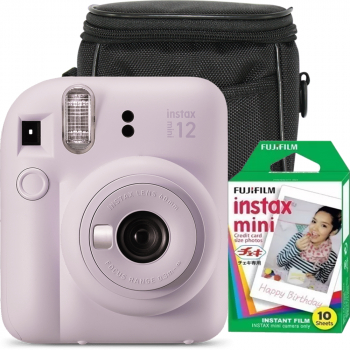 Camera foto instant Fujifilm Instax mini 12 Lilac Purple cu 10 filme si husa 