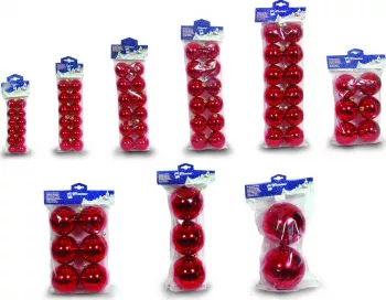 Set 12 globuri 60mm metalizat rosii 