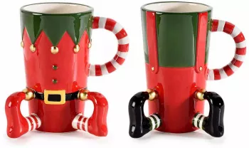 Set 2 cani ceramica Craciun Elfi 8.5x14.5 cm 420 ml 