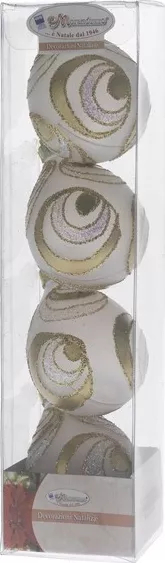 Set 4 globuri Picatura 60mm opal decor Onda Pieno auriu 