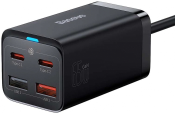 Incarcator rapid Baseus GaN3 Pro 2x USB-C 2x USB 65W negru 