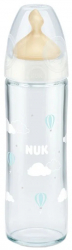 Biberon din sticla cu tetina din latex si tetina din silicon 240 ml Nuk First Choice 745080-A Alb 