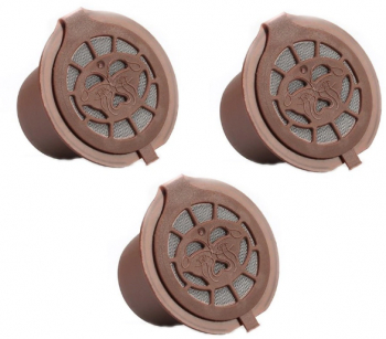 Set 3 Capsule cafea Nespresso New Generation reincarcabila/lavabila capac maro/argintiu Inox/plastic culoare maro 